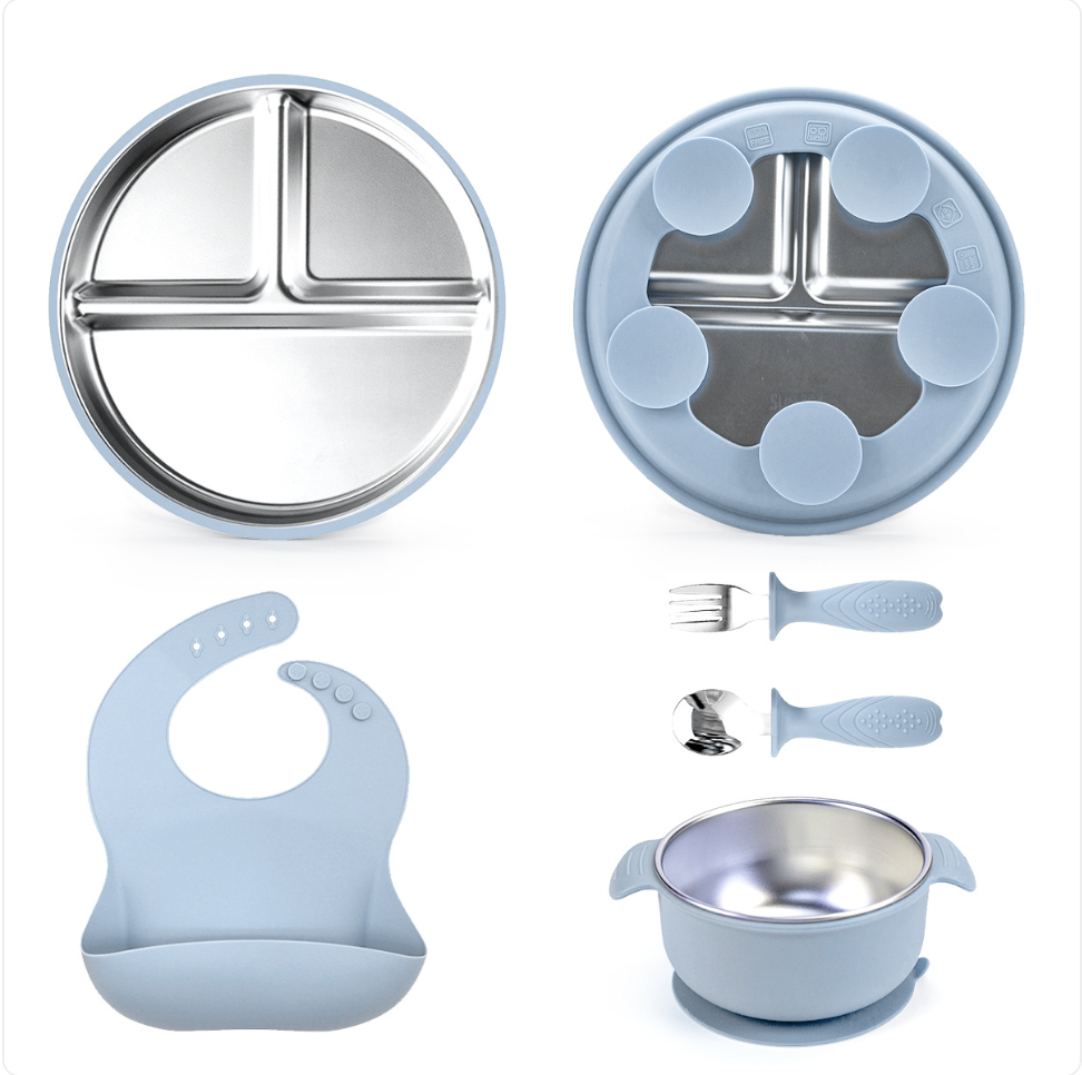 Smiley Dinnerware Set with Bowl, Cutlery & Bib
