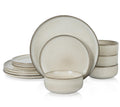 Reactive Glaze Stoneware Dinnerware Set, 12-Piece, Beige