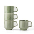 Stackable Ceramic Coffee Mugs, 13 oz, Set of 4