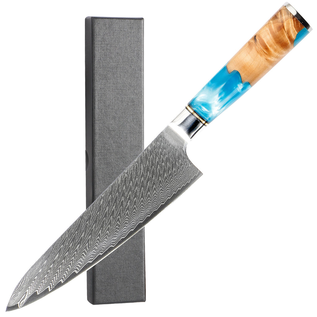 Damascus Pattern Steel Chef Knife & 7-Piece Set
