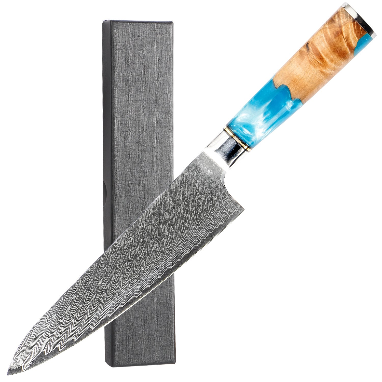 Damascus Pattern Steel Chef Knife & 7-Piece Set
