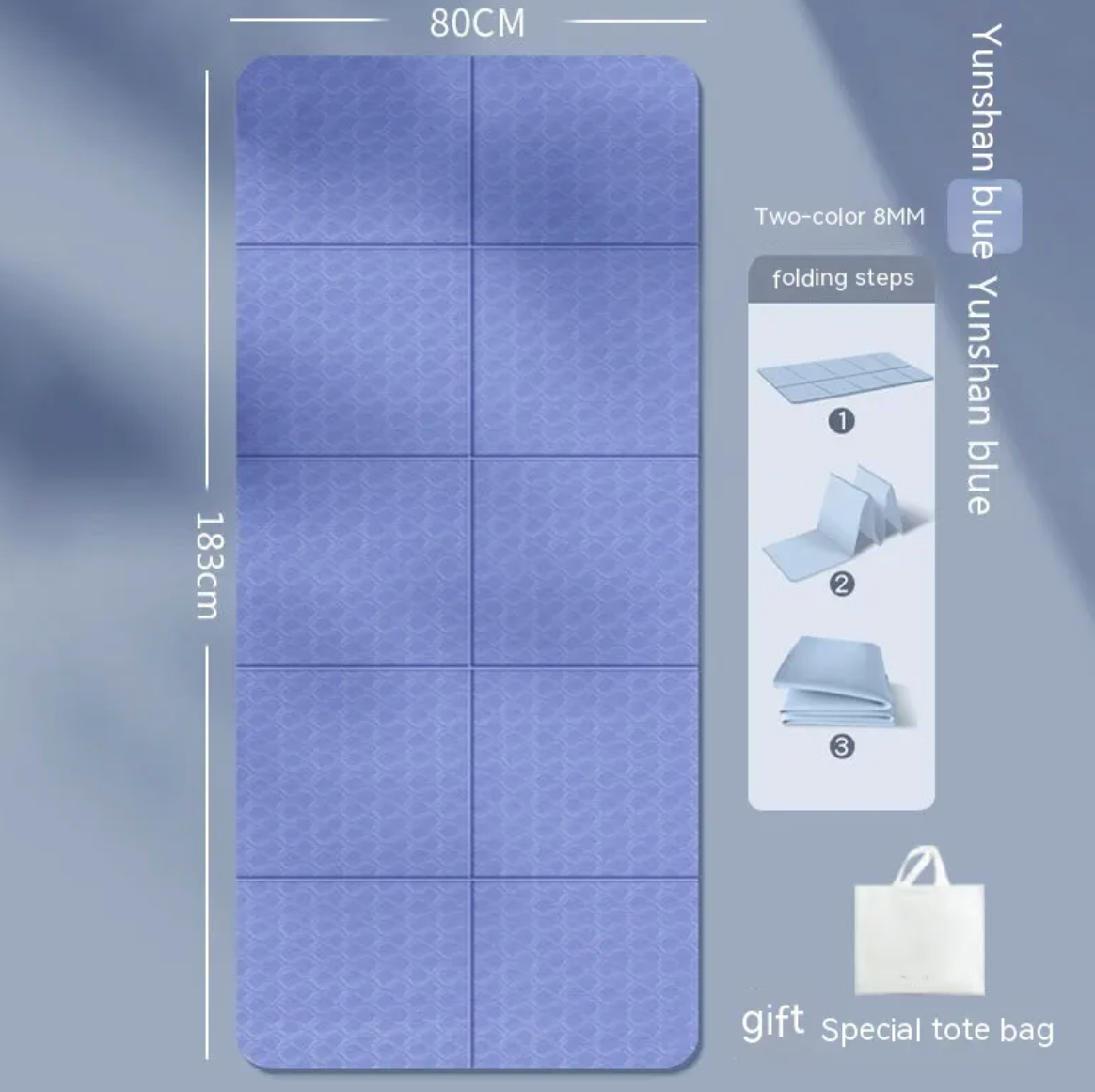 Foldable Travel Yoga Mat, 8mm
