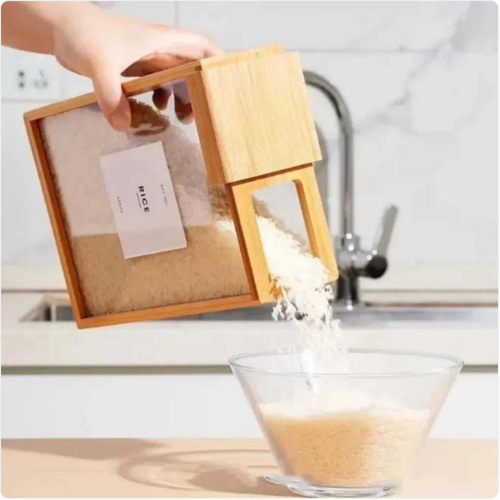 Bamboo Sliding Lid Grain Storage Box