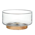 Glass Serving Bowl with Acacia Wood Base — view 1