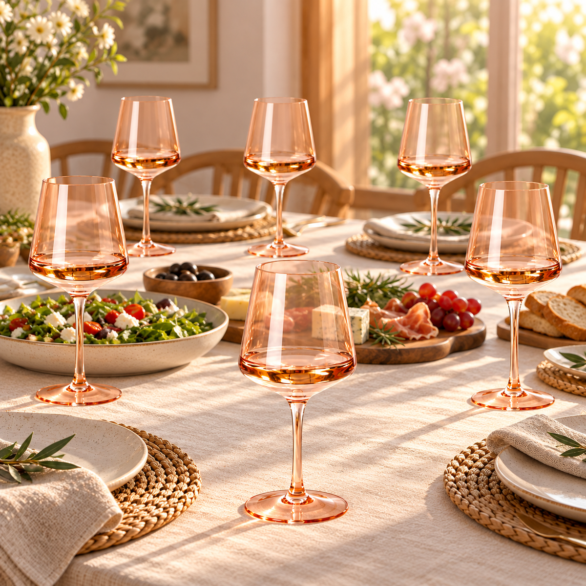 Blush Amber wine glass set — dinner