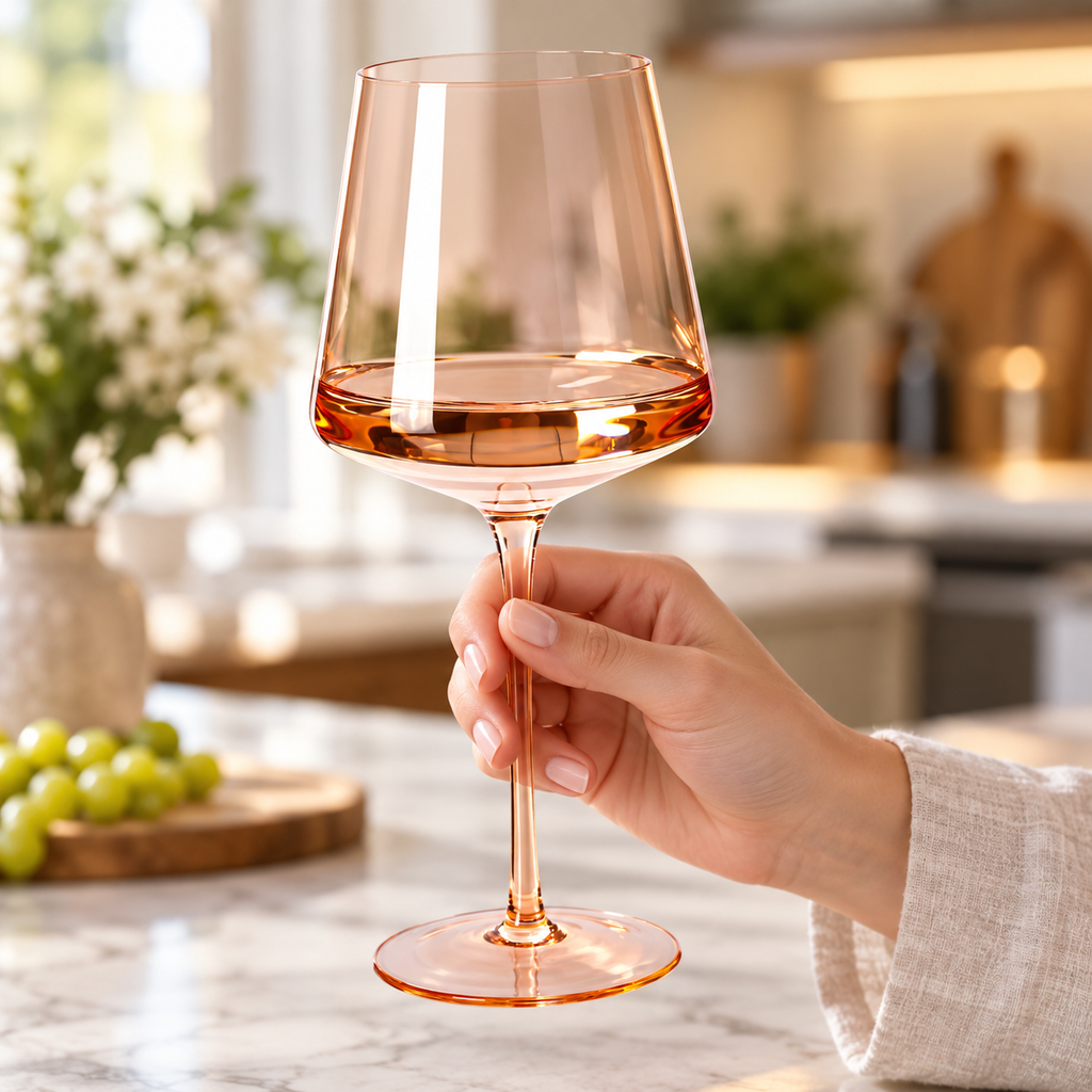 Blush Amber wine glass set — hand