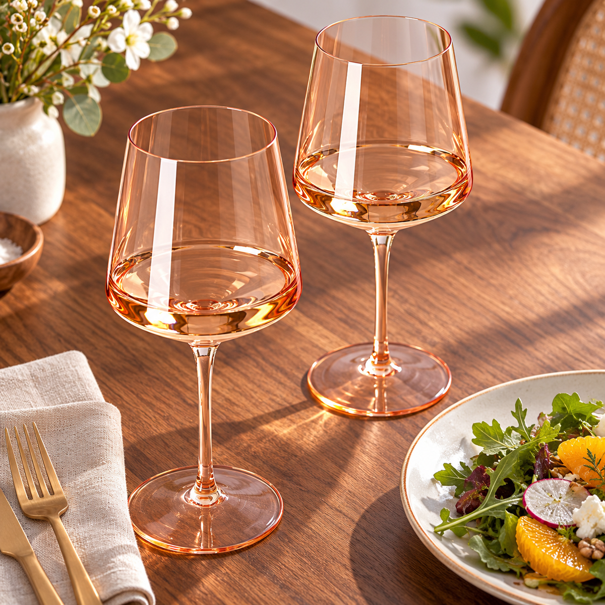 Blush Amber wine glass set — pairing