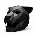 Black faceted animal costume mask, complete three-quarter view on white.