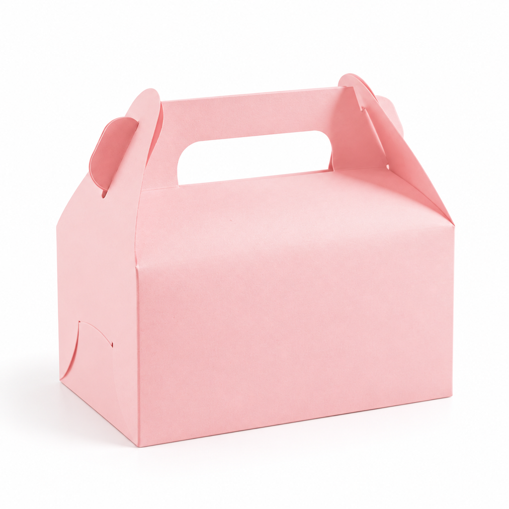One representative plain pink gable favor box from the 30-pack on a white background.