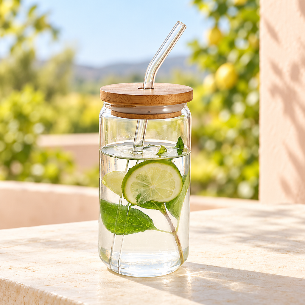 One 470 ml glass cup with lid and straw, matching the 1 PC option; other capacities and multi-packs are not pictured.