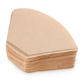 Fan-shaped paper coffee filters stacked on a clean white background; representative stack from the 50-piece pack.