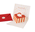 Design B pop-up birthday card with its red envelope on white; select B or D separately.
