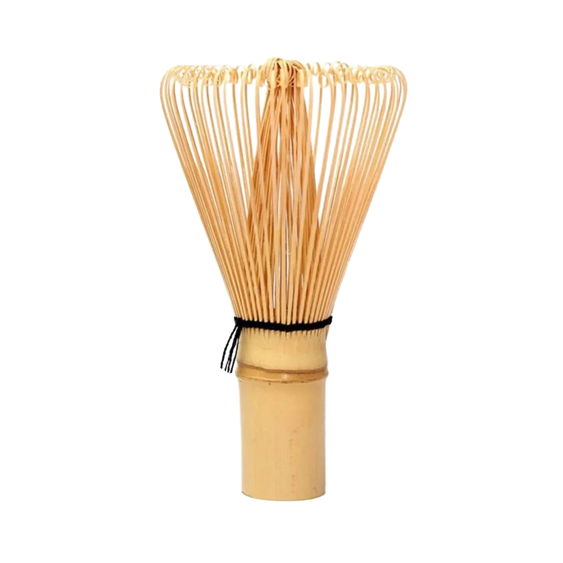 Full bamboo matcha whisk on a clean white background.