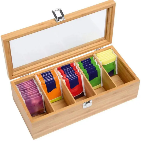 Bamboo Compartment Organiser for Tea and Jewellery