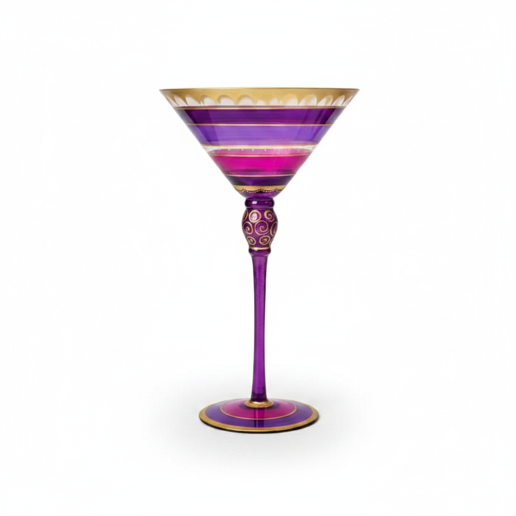 Carosello hand-painted retro martini goblet — Purple