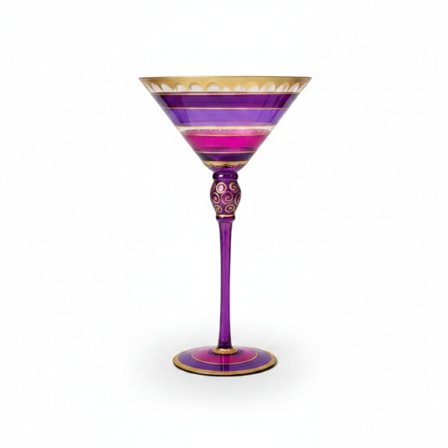 Carosello hand-painted retro martini goblet — Purple