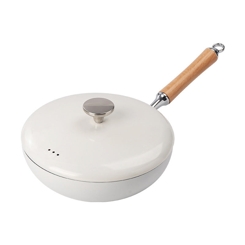 White Ceramic-Coated Cookware with Lid