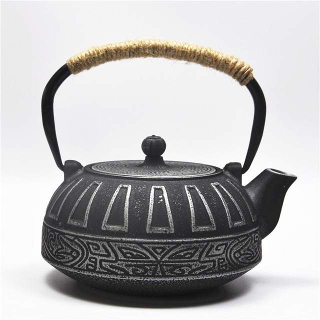 Black Textured Cast Iron Teapot