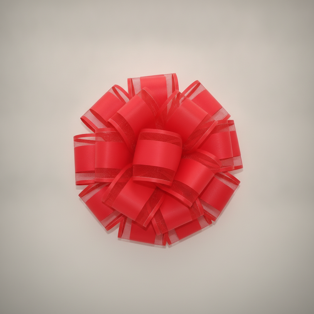 Top-down macro of a red pull bow