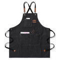 Waxed Canvas Cross-Back Apron with Leather Straps