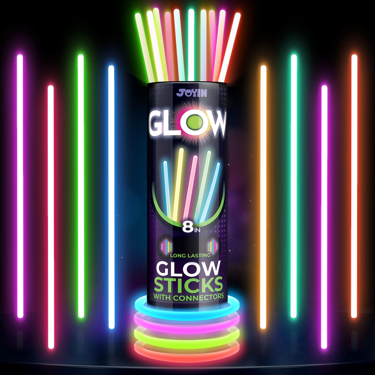 Glow Sticks with Bracelet Connectors, 600-Pack