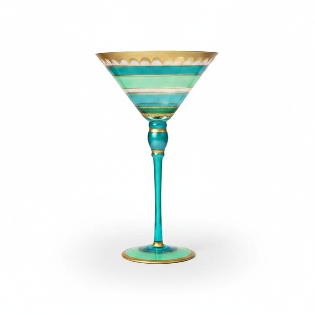 Carosello hand-painted retro martini goblet — Teal (Qinglian)