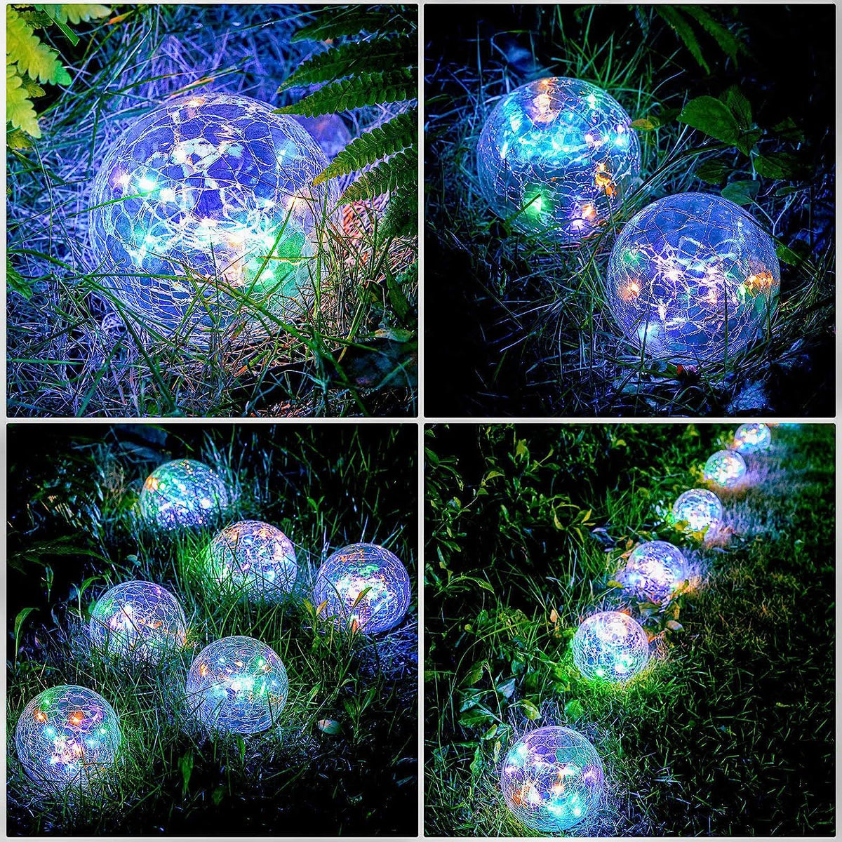 Solar Crackle Glass Ball Garden Light