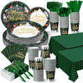 Green Plaid Christmas Tableware Set for 50