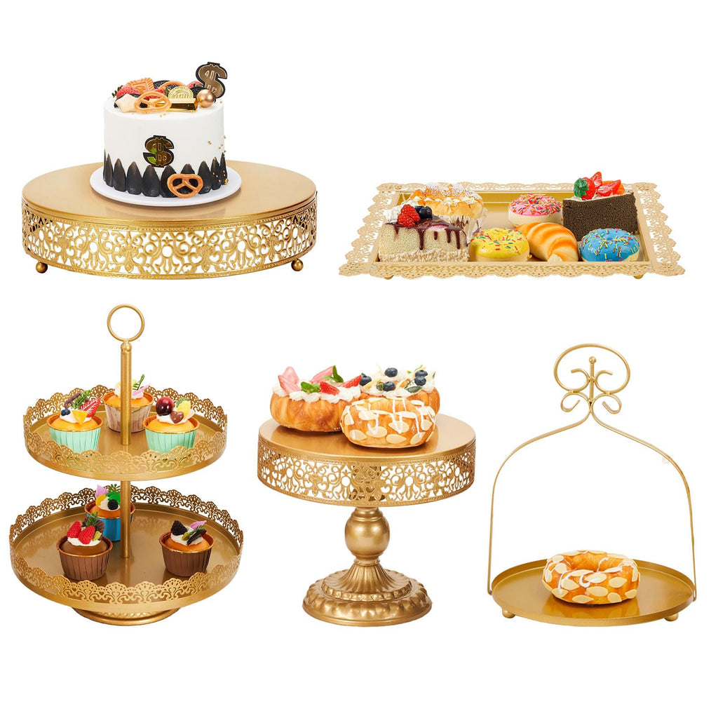 Gold Cake Stand & Dessert Display Set, 5 Pieces