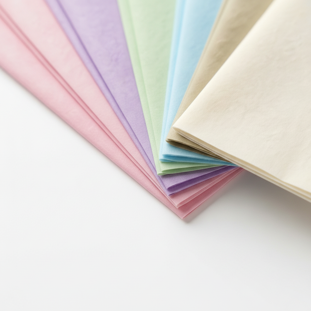 Macro close-up of soft pastel cotton lining tissue paper folds