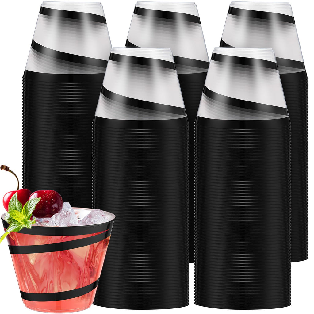 Black Swirl Plastic Wine Cups, 9 oz, 300 ct — view 1