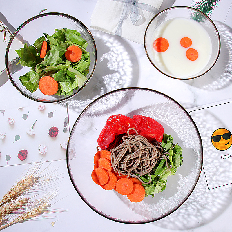 Gold-Rimmed Textured Glass Plates