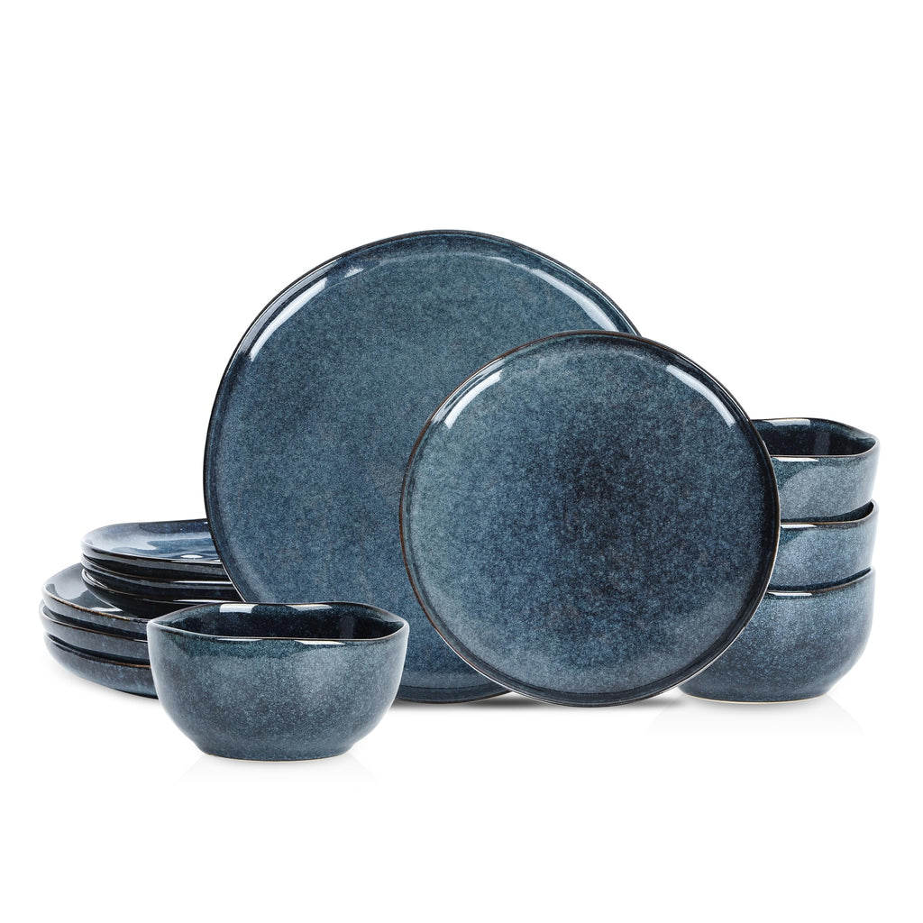 Mirella Rustic-Chic Stoneware Dinner Set, 12-Piece