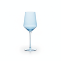 Prisma blue coloured crystal wine goblet on white background