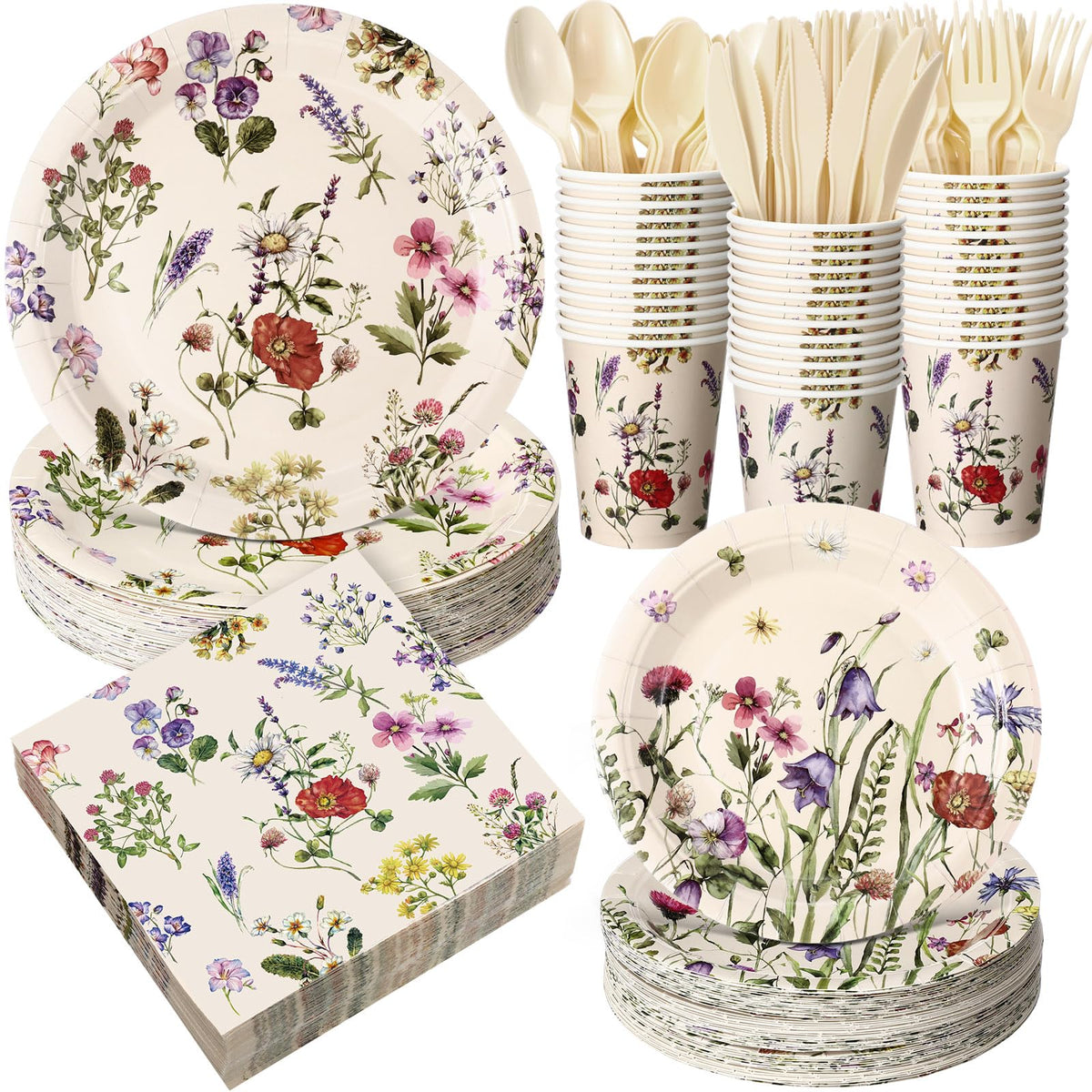 Wildflower Disposable Party Tableware Set, 400 pc — view 1