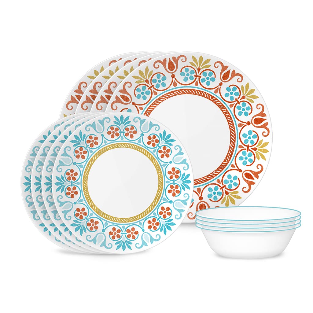 Corelle Global Collection Vitrelle Dinnerware Set, 12-Piece, Terracotta Dreams