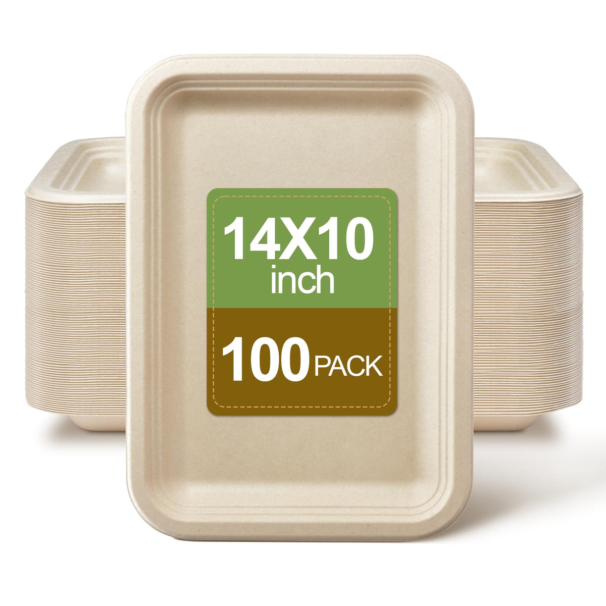 Compostable Paper Plates, 14 in, 100 pc