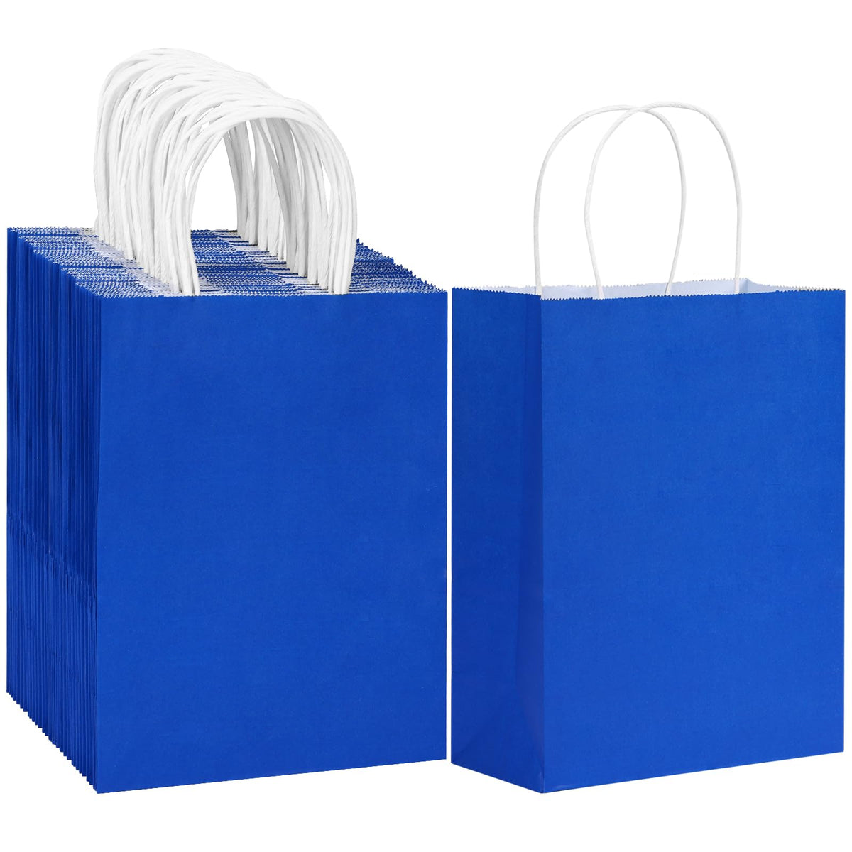 Blue Kraft Paper Gift Bags with Handles, 7.1 x 3.6 x 9.3 in, 35 ct