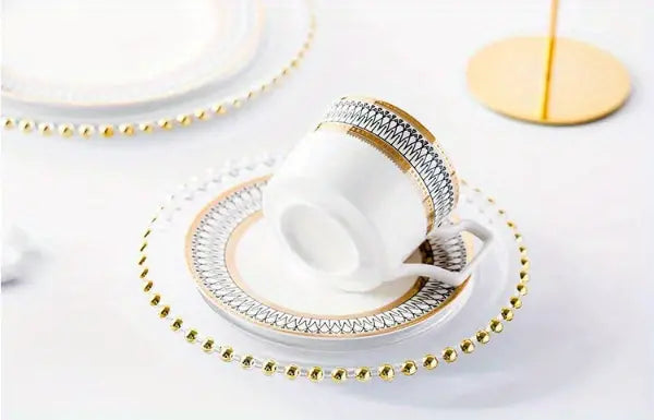 Golden-Edge Bone China Mug and Saucer