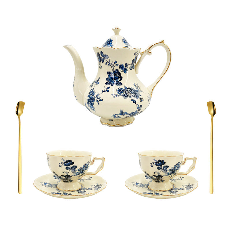 Retro Gold-Trim Ceramic Tea Cups & Saucers Set — view 6