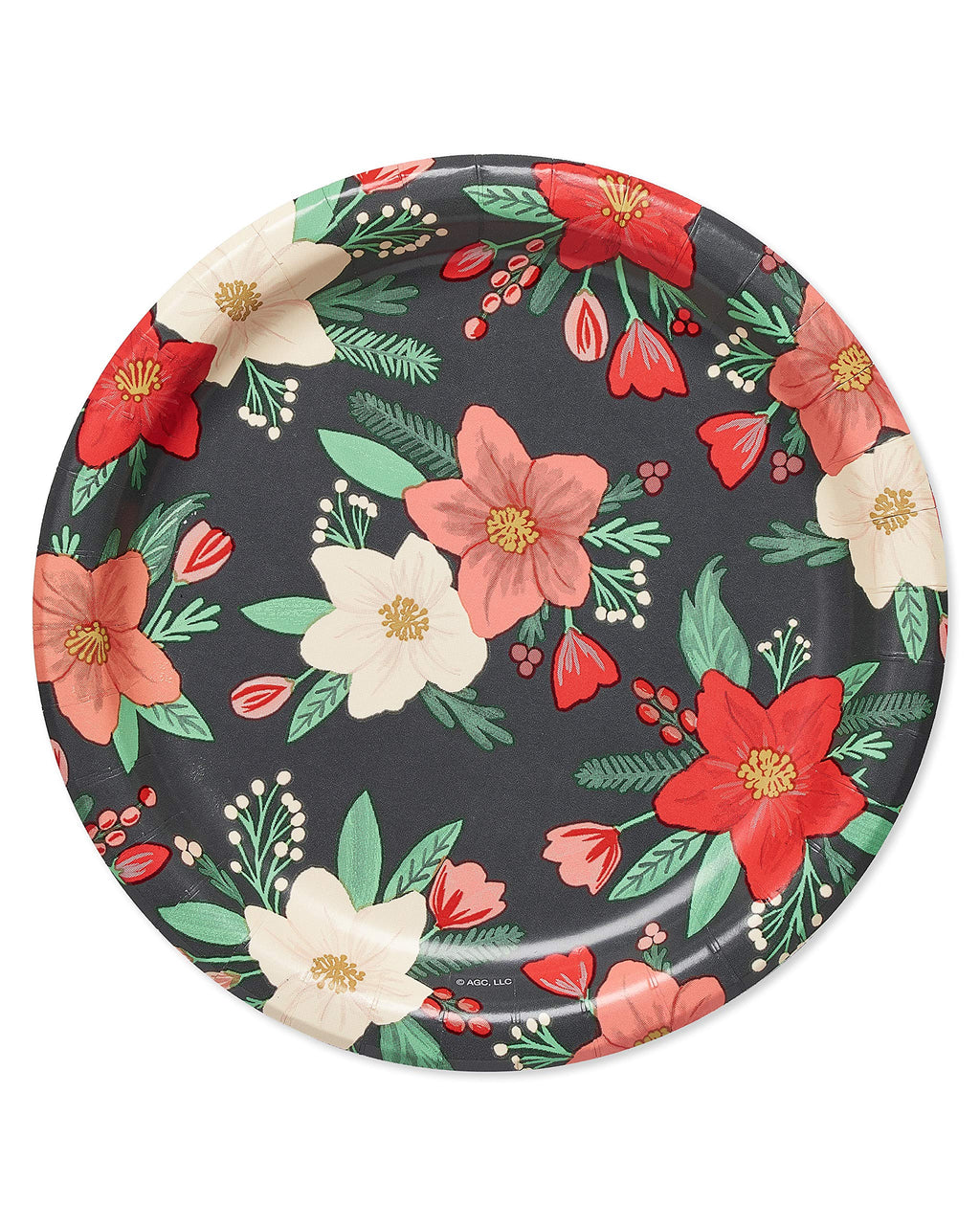Winter Floral Christmas Paper Dessert Plates, 7 in, 36 ct — view 2