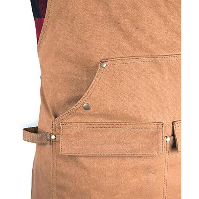 Brown Waxed Canvas Cross-Back Work Apron
