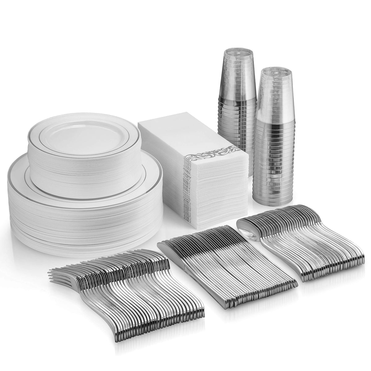 350ct Elegant Silver Dinnerware Combo - Complete Set for 50 — view 2