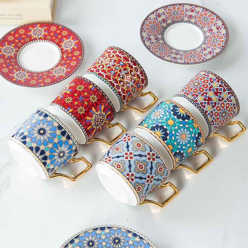 Porcelain Cup and Saucer Set, Moroccan Patterns