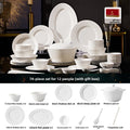 Jingdezhen Embossed White Porcelain Dinnerware Set for 12, 74 pc