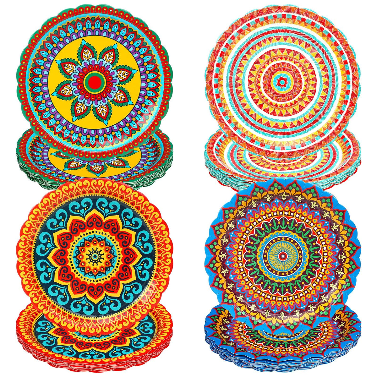 Fiesta Paper Party Plates, 9 in, 60 pc