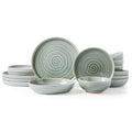 Hand-Painted Spiral Stoneware Dinnerware Set, 16-Piece