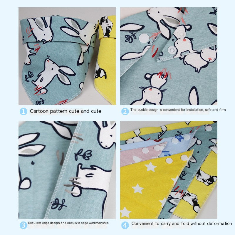 Double-Sided Cotton Triangle Scarf Bib for Kids