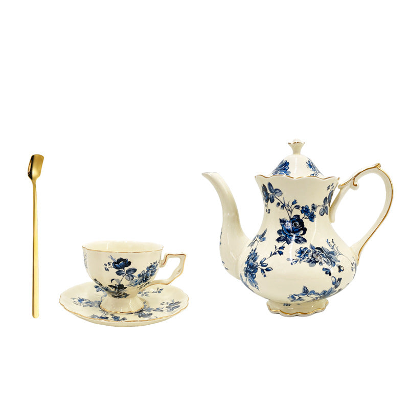 Retro Gold-Trim Ceramic Tea Cups & Saucers Set — view 5