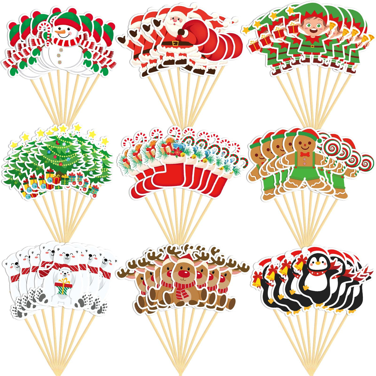 Christmas Cupcake Toppers, 9 Designs, 72 pc